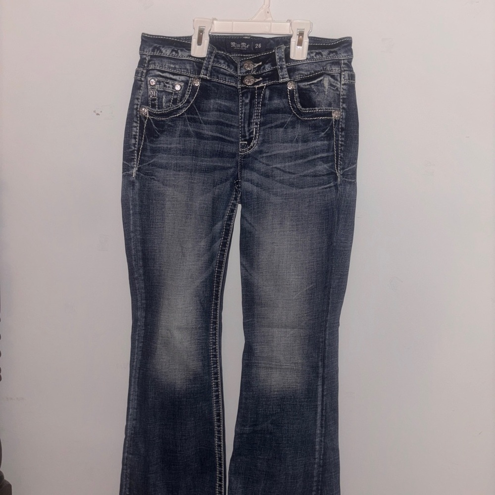 Miss Me Bootcut Jeans with Embellished Pockets – Size 26